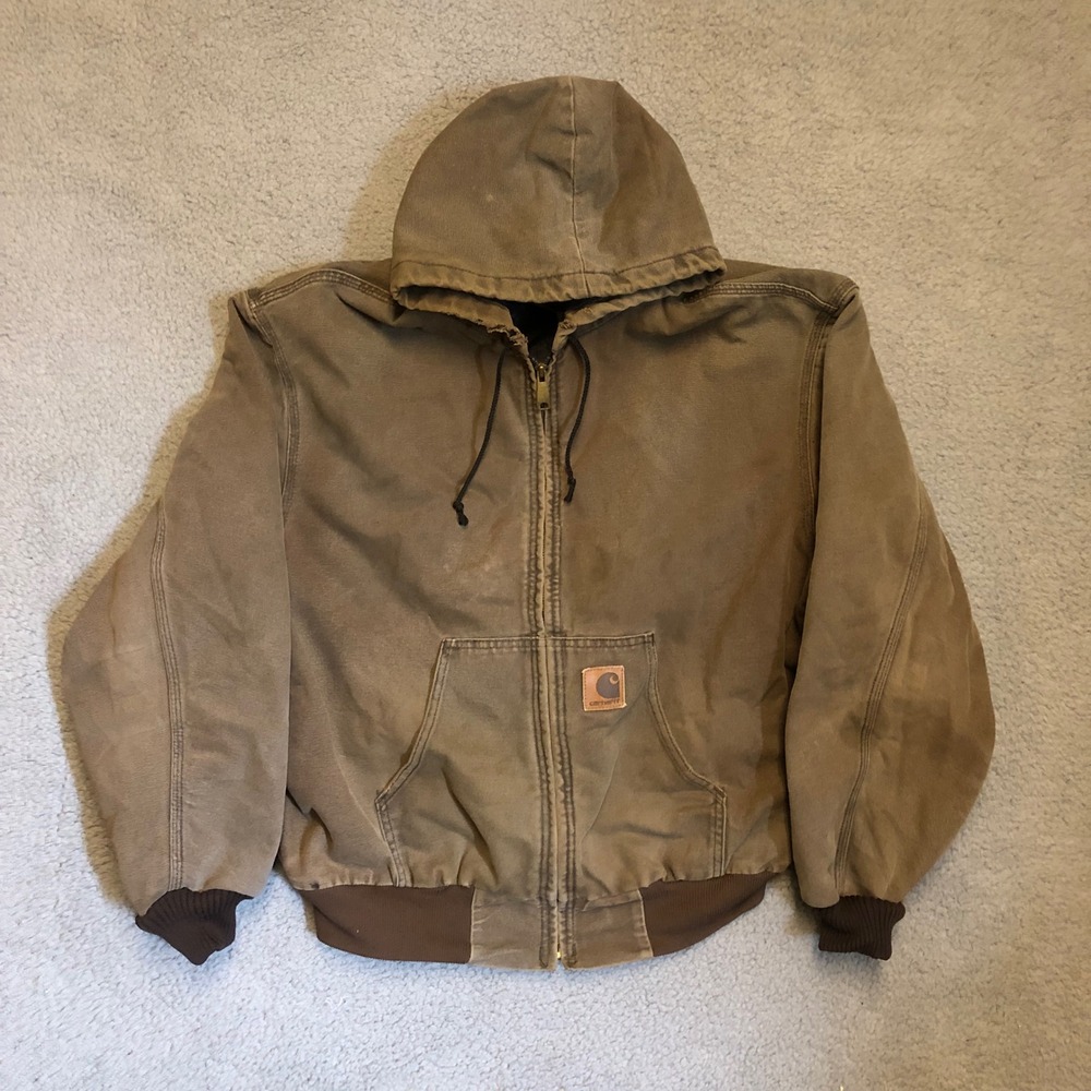 Vintage Carhartt JQ282 Brown Duck‎ Active Jacket XL Quilted Lined Distressed USA